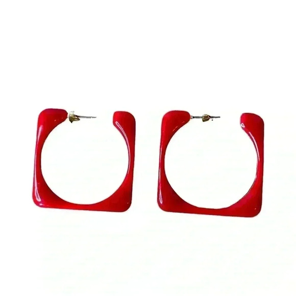 Cherry Red Deco Square Vintage Enamel Hool - Picture 1 of 5